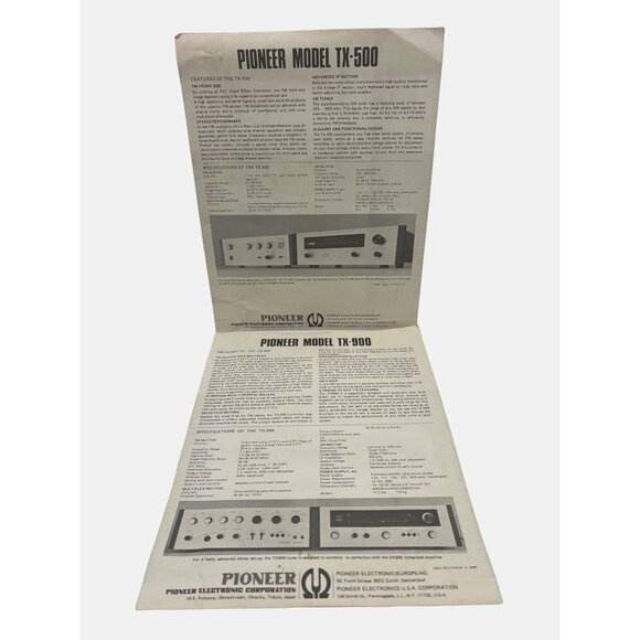 Vintage Pioneer Model TX-500 & TX-900 Hi-Fi Tuner Spec Sheets / Brochures 1970s - Picture 2 of 6
